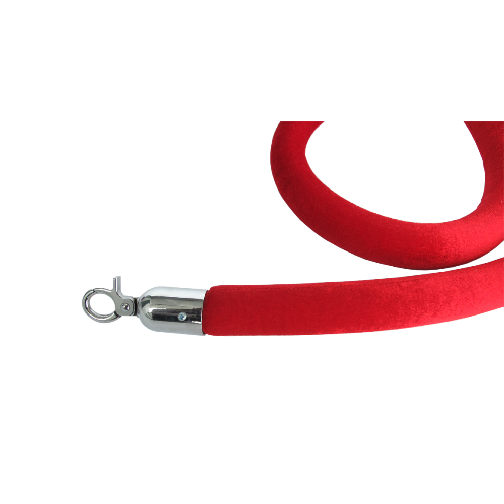 Red Smooth Velvet Rope - Chrome