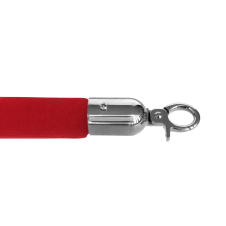 Red Smooth Velvet Rope - Chrome