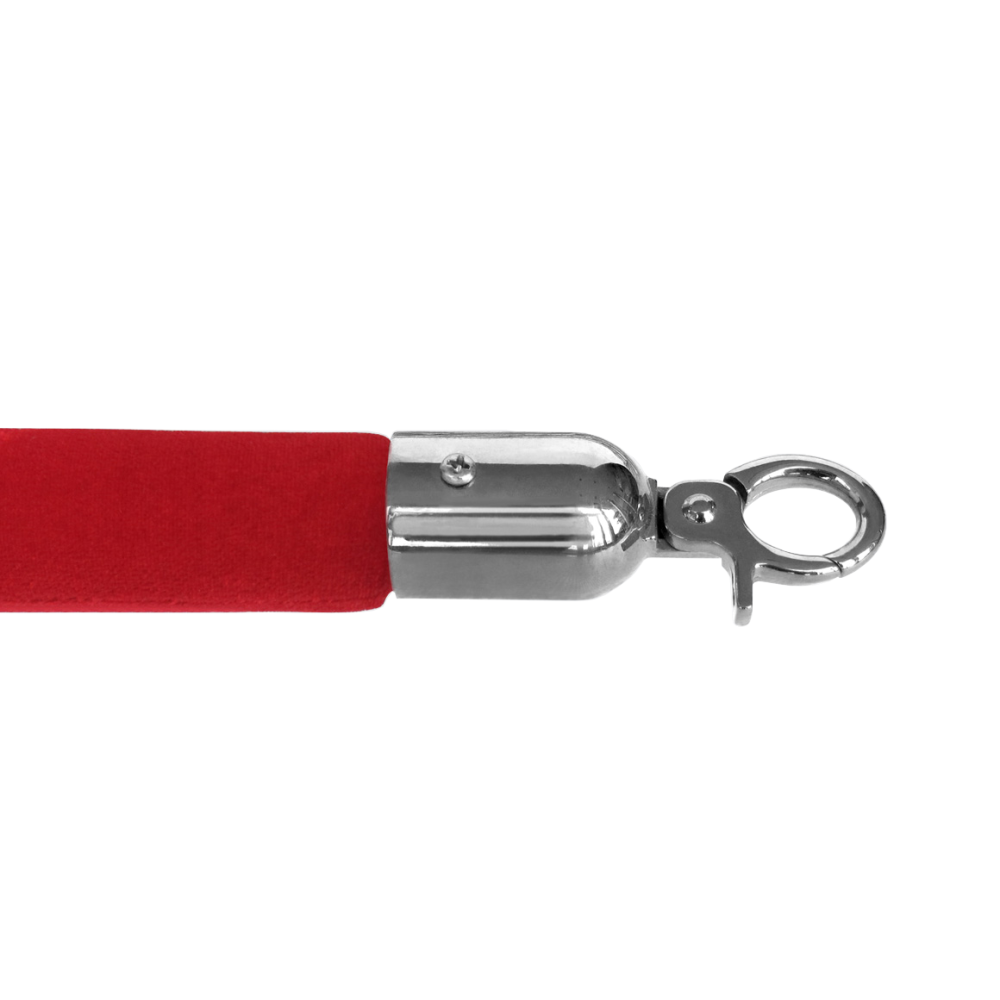 Red Smooth Velvet Rope - Chrome