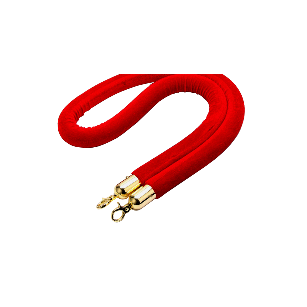 Red Smooth Velvet Rope - Gold