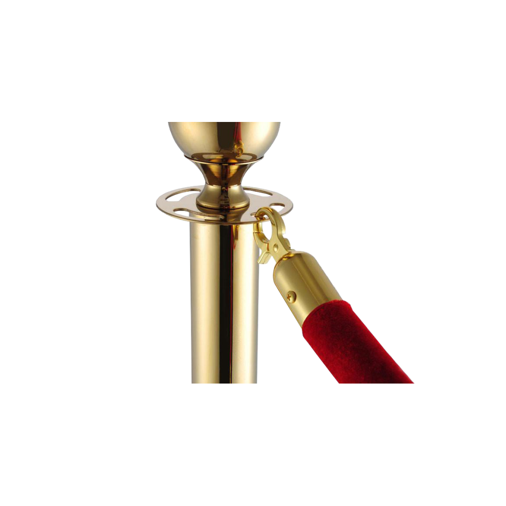 Red Smooth Velvet Rope - Gold