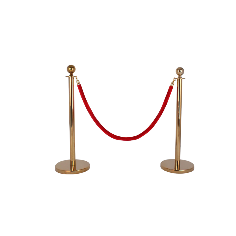 Red Smooth Velvet Rope - Gold