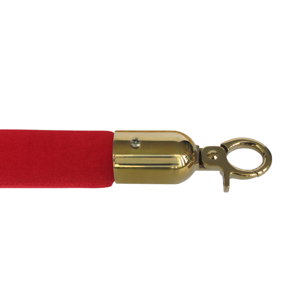 Red Smooth Velvet Rope - Gold