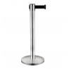 Poteau séparateur chromé avec sangle rétractable noire