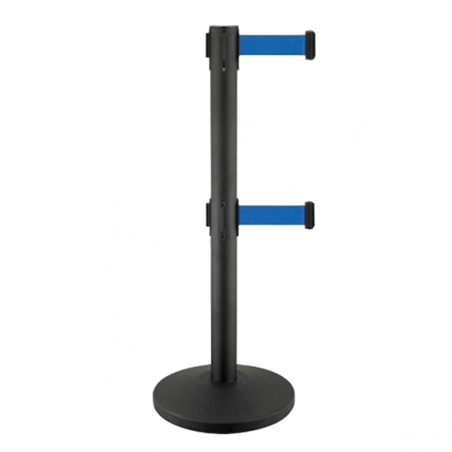 Poteau de séparation noir avec 2 bandes bleues