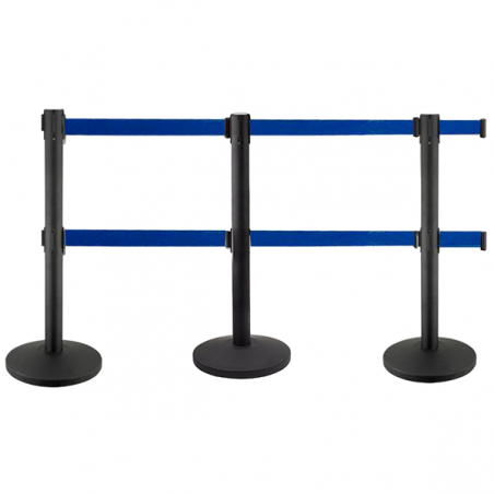 Poteau de séparation noir avec 2 bandes bleues