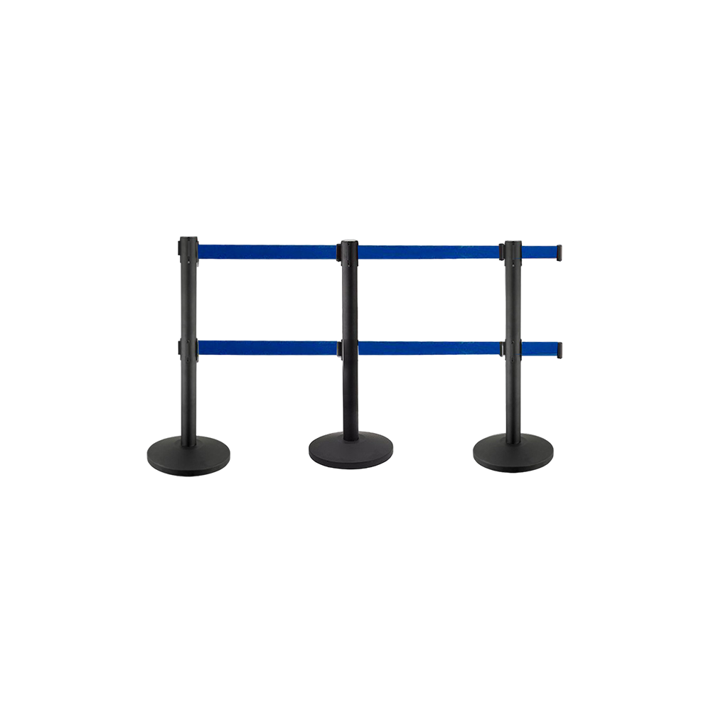 Poteau de séparation noir avec 2 bandes bleues