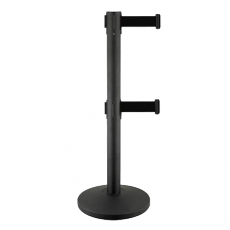 Schwarzer Trennpfosten mit 2 schwarzen Klebebändern