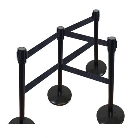 Schwarzer Trennpfosten mit 2 schwarzen Klebebändern