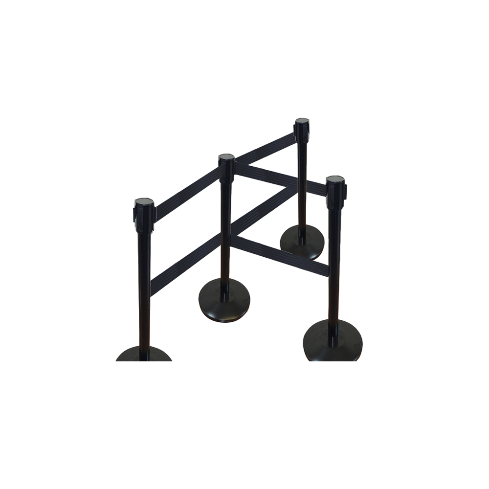 Schwarzer Trennpfosten mit 2 schwarzen Klebebändern