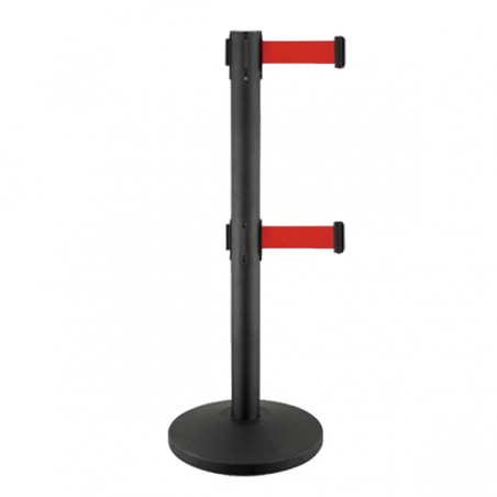 Poteau de séparation noir avec 2 bandes rouges