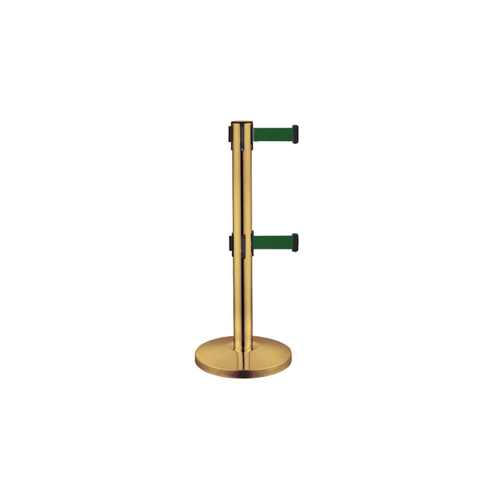 Poste Separador Dourado com 2 Fitas Verdes Poste Separador Dourado com 2 Fitas Verdes