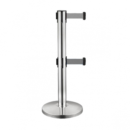 Chrom-Trennpfosten mit 2 grauen Bändern