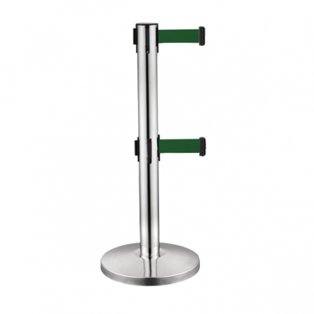 Poteau séparateur chromé avec 2 bandes vertes