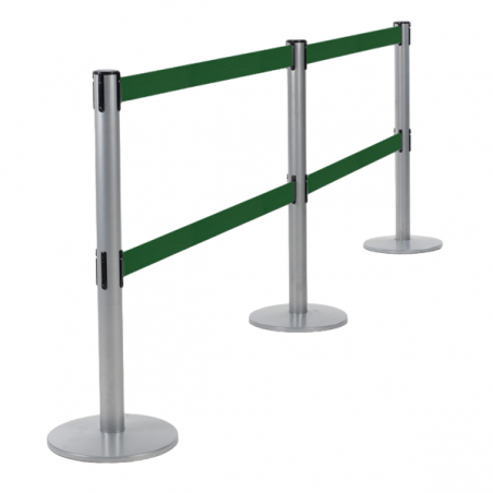 Poteau séparateur chromé avec 2 bandes vertes