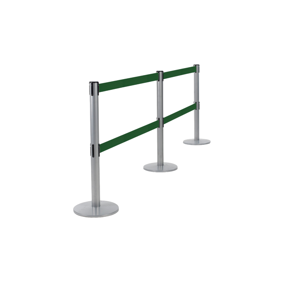 Poteau séparateur chromé avec 2 bandes vertes