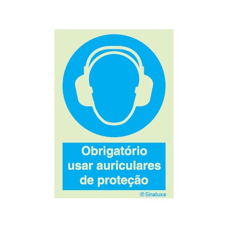 Sinal de obrigação, auriculares de proteção