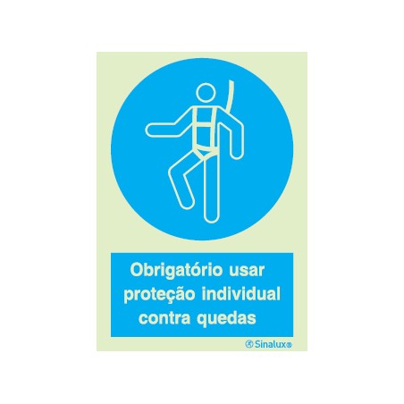 Sinal de obrigação, proteção individual contra quedas
