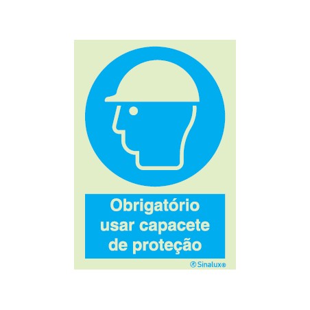 Sinal de obrigação, capacete de proteção