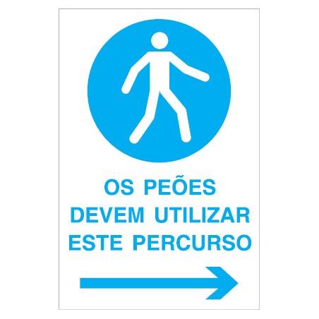 Os peões devem utilizar este percurso, com seta à direita