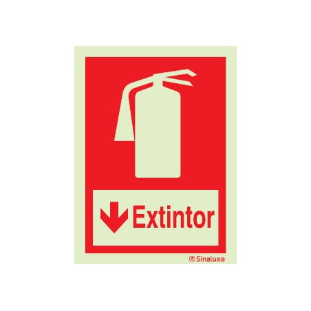Sinal de extintor em baixo